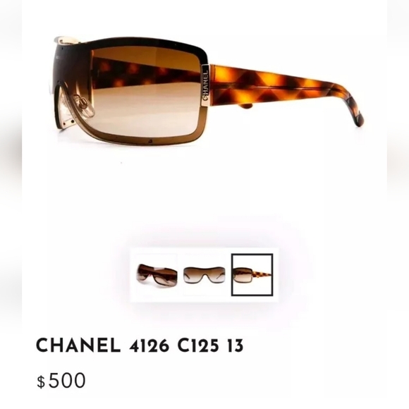 CHANEL 4126 C125/13 Sunglasses Shield Gold Tortoise Women - Picture 2 of 13